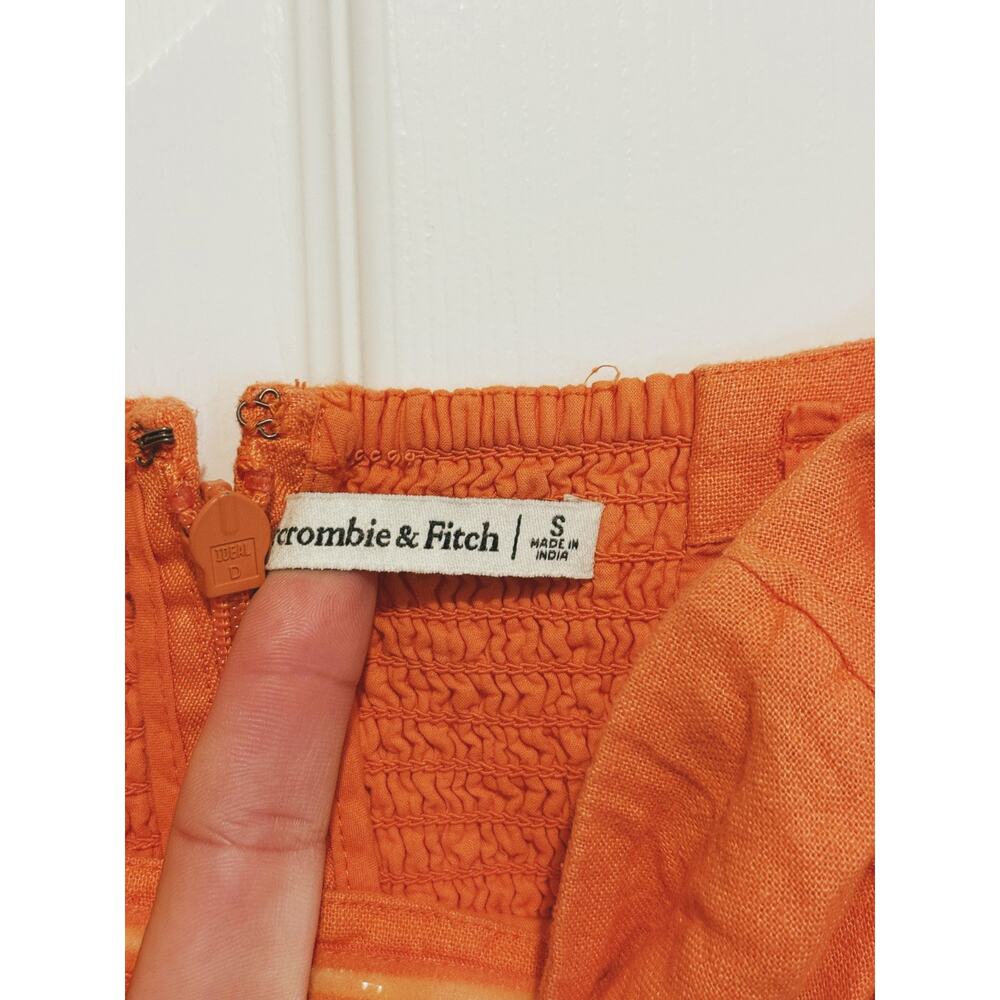 Abercrombie & Fitch Linen Strapless Mini Dress Small Orange Euro Resort Beach - Picture 5 of 9